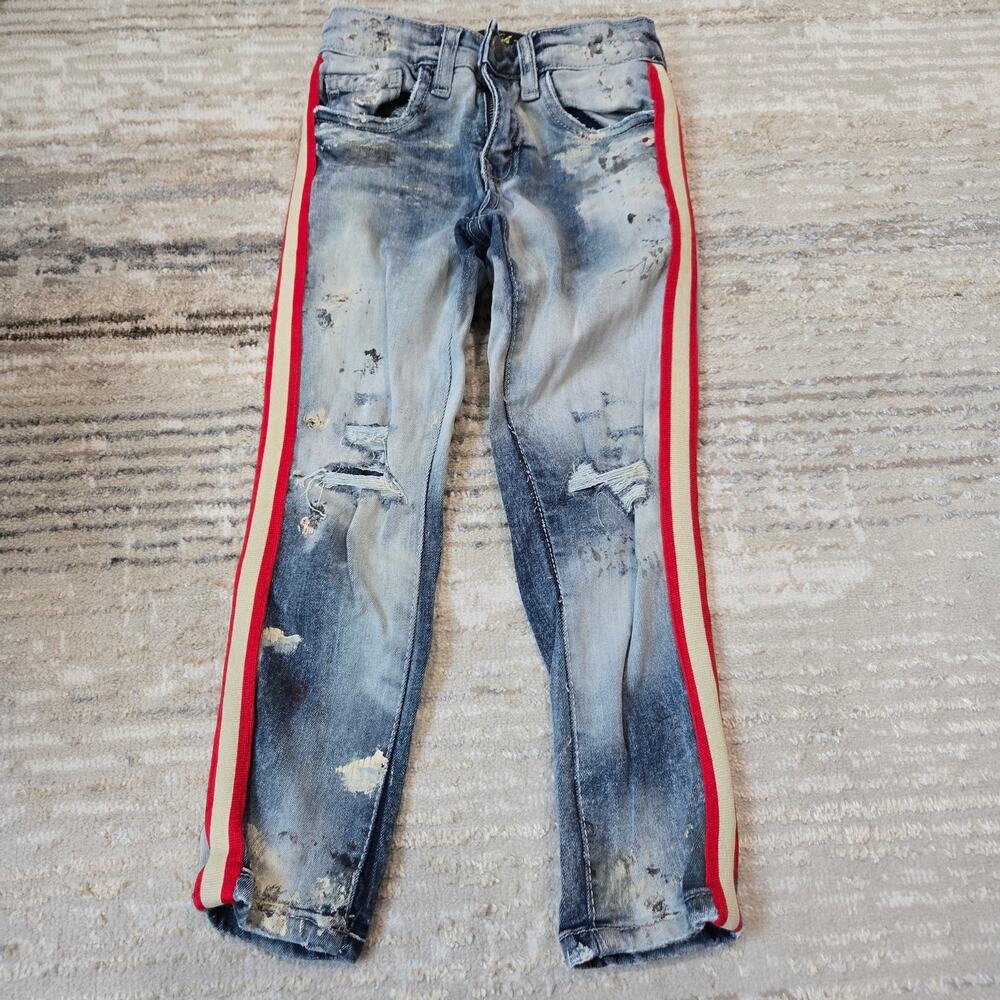 Kids Jordan Craig Legacy Edition Distressed Denim Jeans Racing Stripe Boys 6‎